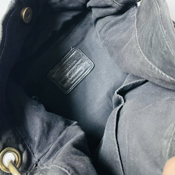 Fossil Winslet Black Leather Shoulder Bag Boho Bucket - Picture 5 of 8